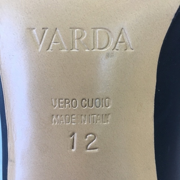 VARDA Heeled Leather Loafers Blue Size 12 - Picture 7 of 7